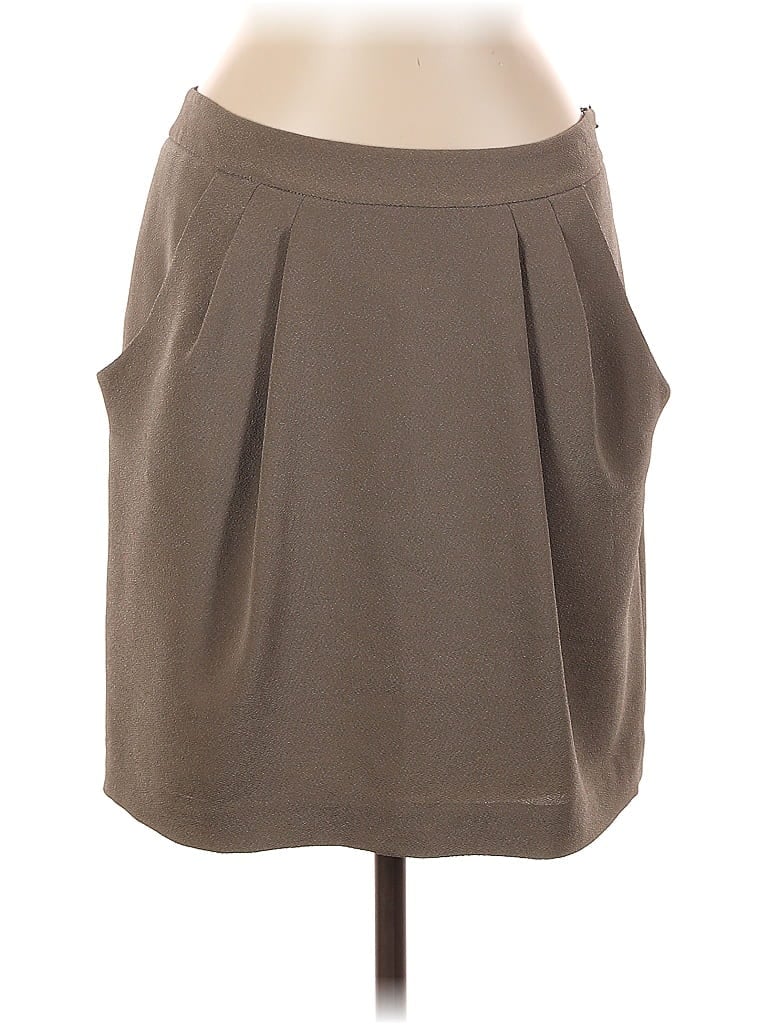 Ann Taylor 100% Polyester Solid Brown Casual Skirt Size 6 - photo 1