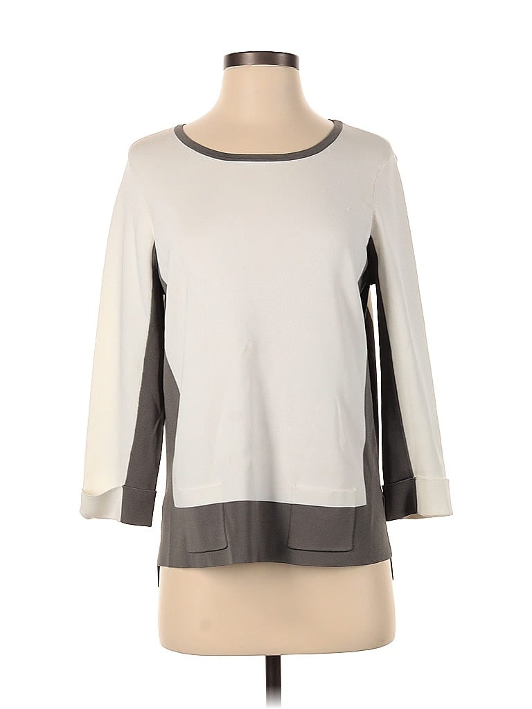 Per Se Color Block Gray Ivory Pullover Sweater Size S - photo 1