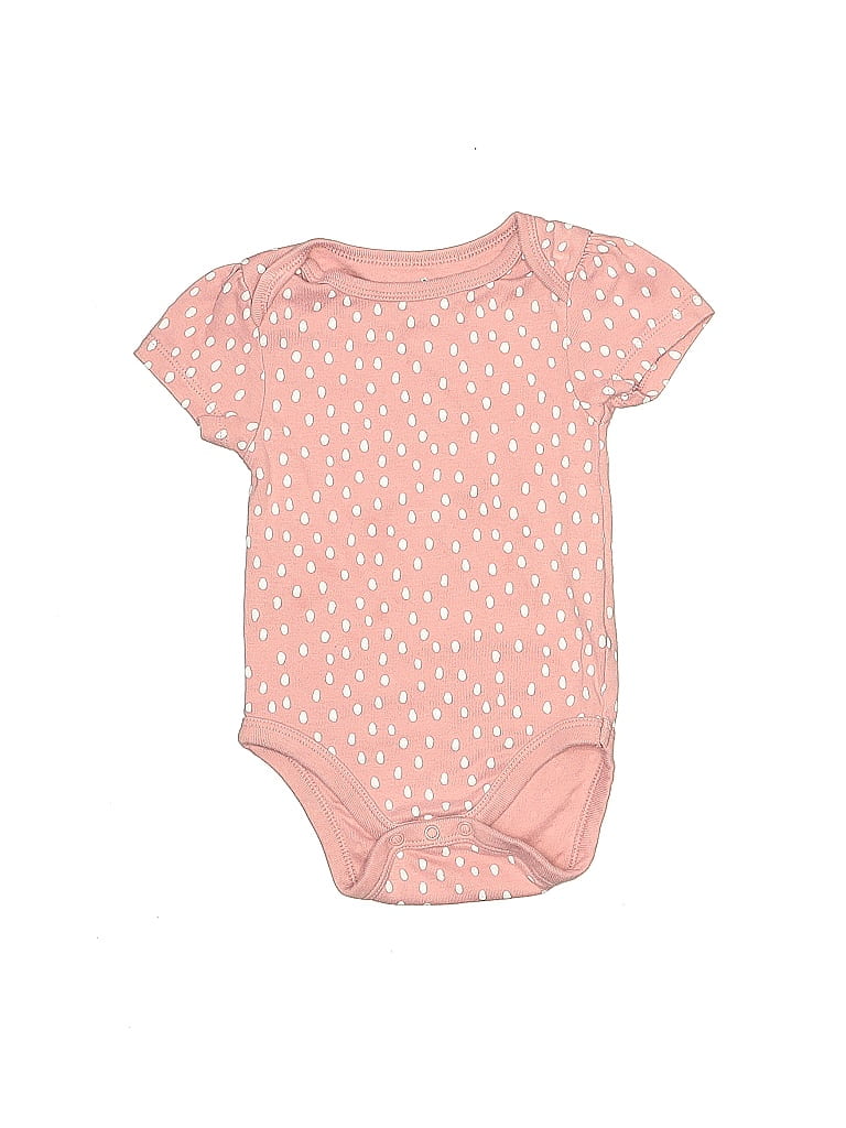 Cloud Island 100% Cotton Polka Dots Pink Short Sleeve Onesie Size 6-9 mo - photo 1