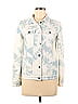 Altar'd State 100% Cotton Floral Motif Acid Wash Print Batik Graphic Tropical Ombre Tie-dye White Denim Jacket Size M - photo 1