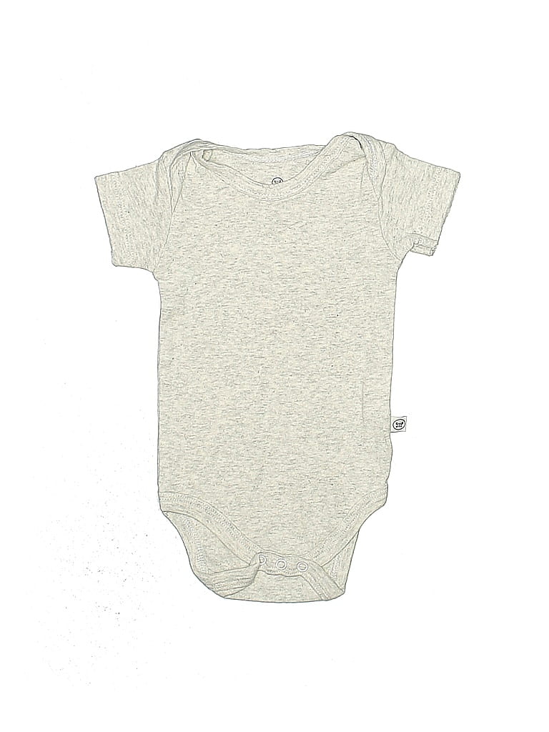 The Honest Co. 100% Organic Cotton Jacquard Marled Solid Gray Short Sleeve Onesie Size 0-3 mo - photo 1