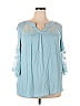 Suzanne Betro 100% Rayon Blue Long Sleeve Top Size 2X (Plus) - photo 1