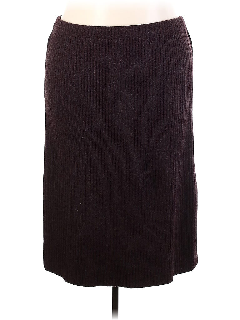 ELOQUII Solid Burgundy Casual Skirt Size 26 - 28 Plus (Plus) - photo 1