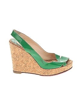 Christian Louboutin Slingback Patent Leather Cork Wedges (view 1)