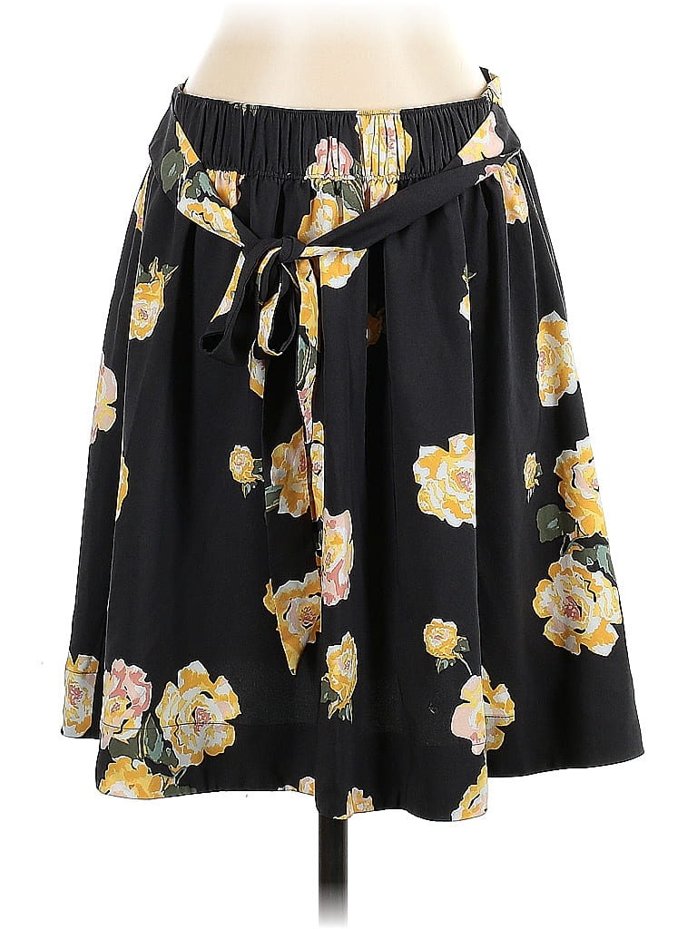 Ann Taylor LOFT Outlet 100% Polyester Floral Motif Floral Black Casual Skirt Size S - photo 1