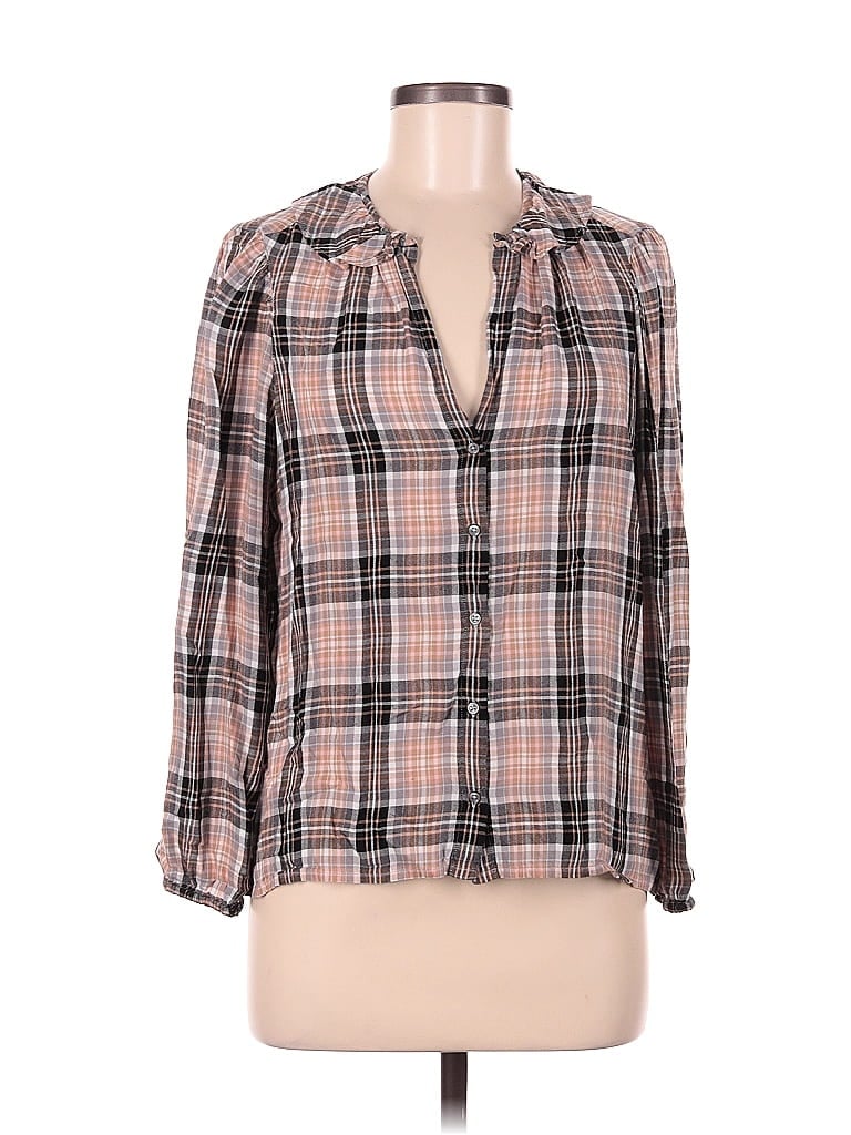 Point Sur Plaid Brown Long Sleeve Button-Down Shirt Size M - photo 1
