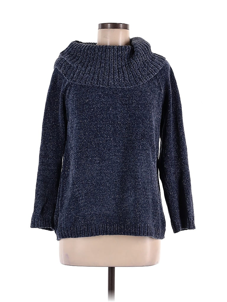 INC International Concepts Marled Tweed Blue Pullover Sweater Size M - photo 1
