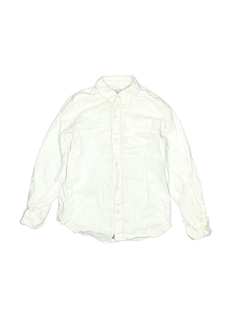 The Children's Place 100% Linen Jacquard Solid Acid Wash Print Ivory Long Sleeve Button-Down Shirt Size 10 - 12 - photo 1