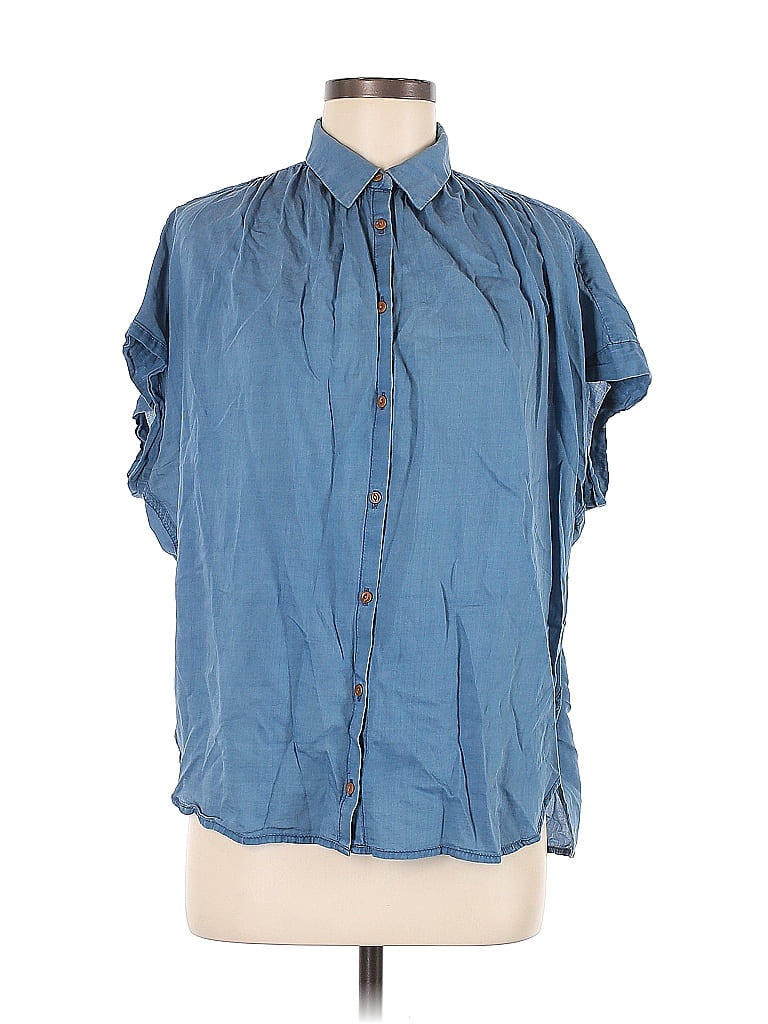 Madewell 100% Cotton Blue Short Sleeve Button-Down Shirt Size M - photo 1