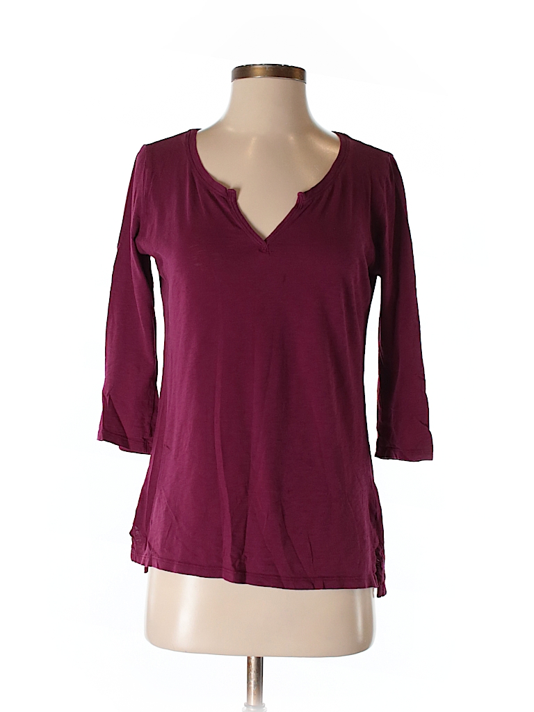 Cynthia Rowley TJX 100% Pima Cotton Solid Dark Purple 3/4 Sleeve T ...