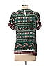 Fun2Fun 100% Rayon Batik Aztec Or Tribal Print Green Short Sleeve Blouse Size S - photo 2