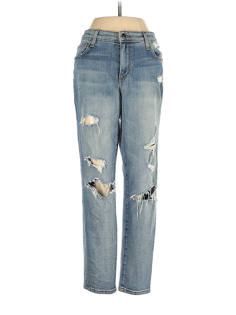 Joe's Jeans Tortoise Floral Motif Acid Wash Print Hearts Stars Graphic Tropical Animal Print Paint Splatter Print Blue Jeans 27 Waist - photo 1