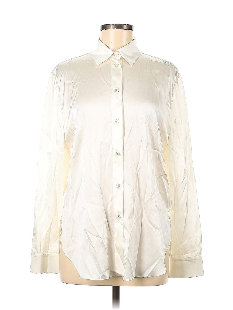 MATÉRIEL Jacquard Brocade Ivory Long Sleeve Silk Top Size 6 - photo 1