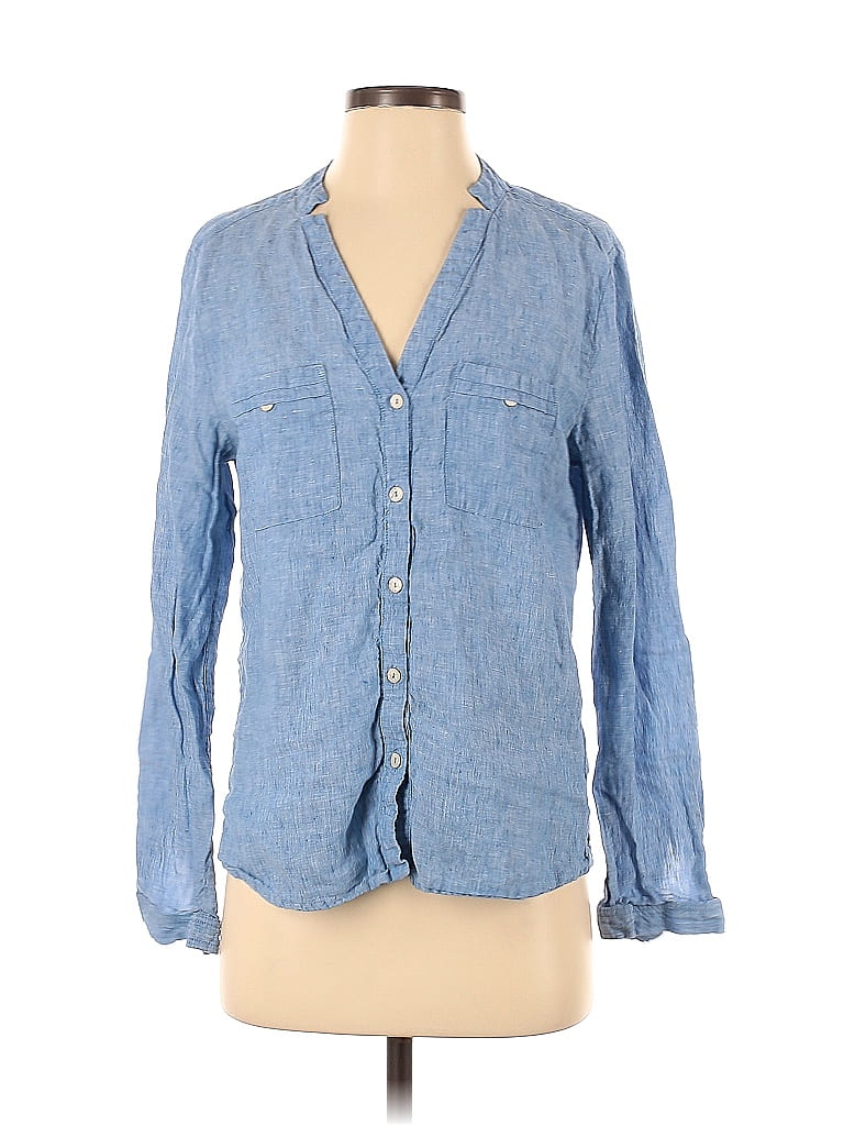 Richards 100% Linen Blue Long Sleeve Button-Down Shirt Size 1 - photo 1