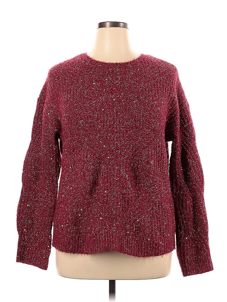 Nine West Marled Tweed Burgundy Pullover Sweater Size XL - photo 1