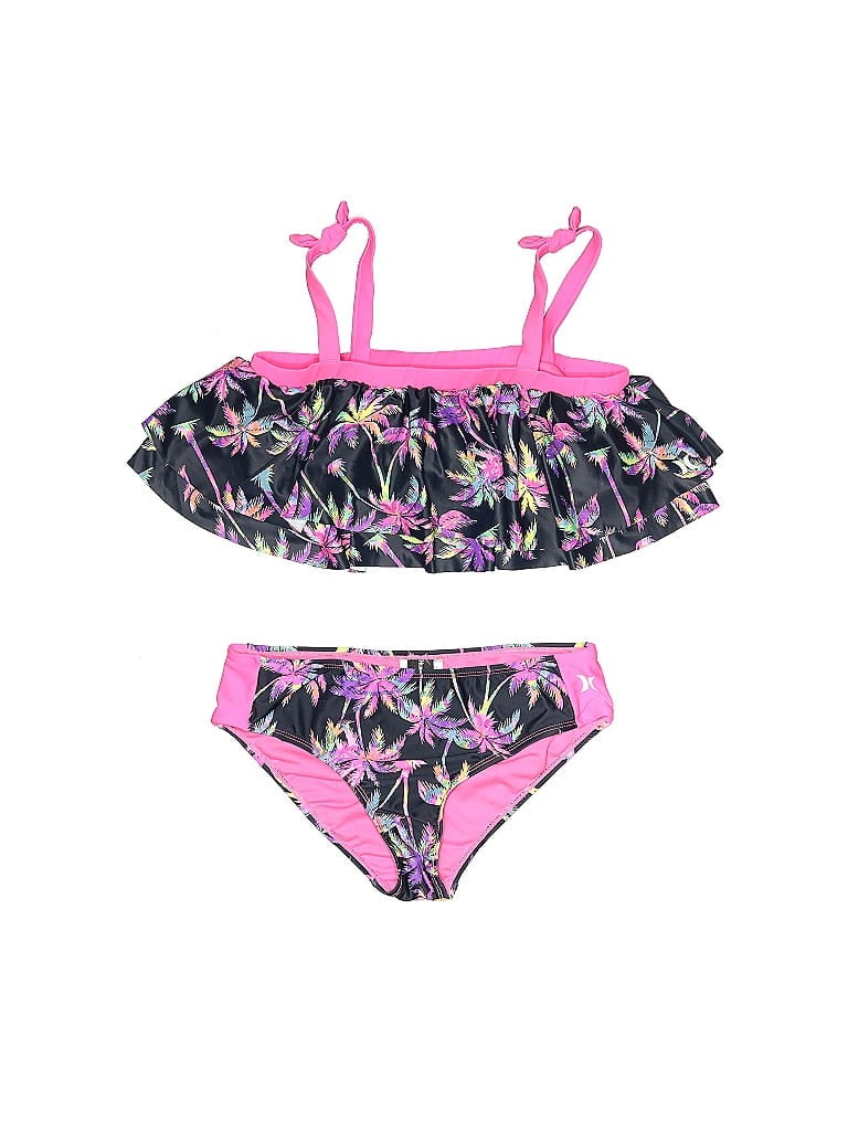 Hurley 100% Polyester Floral Motif Floral Tropical Pink Two Piece Swimsuit Size XL - photo 1