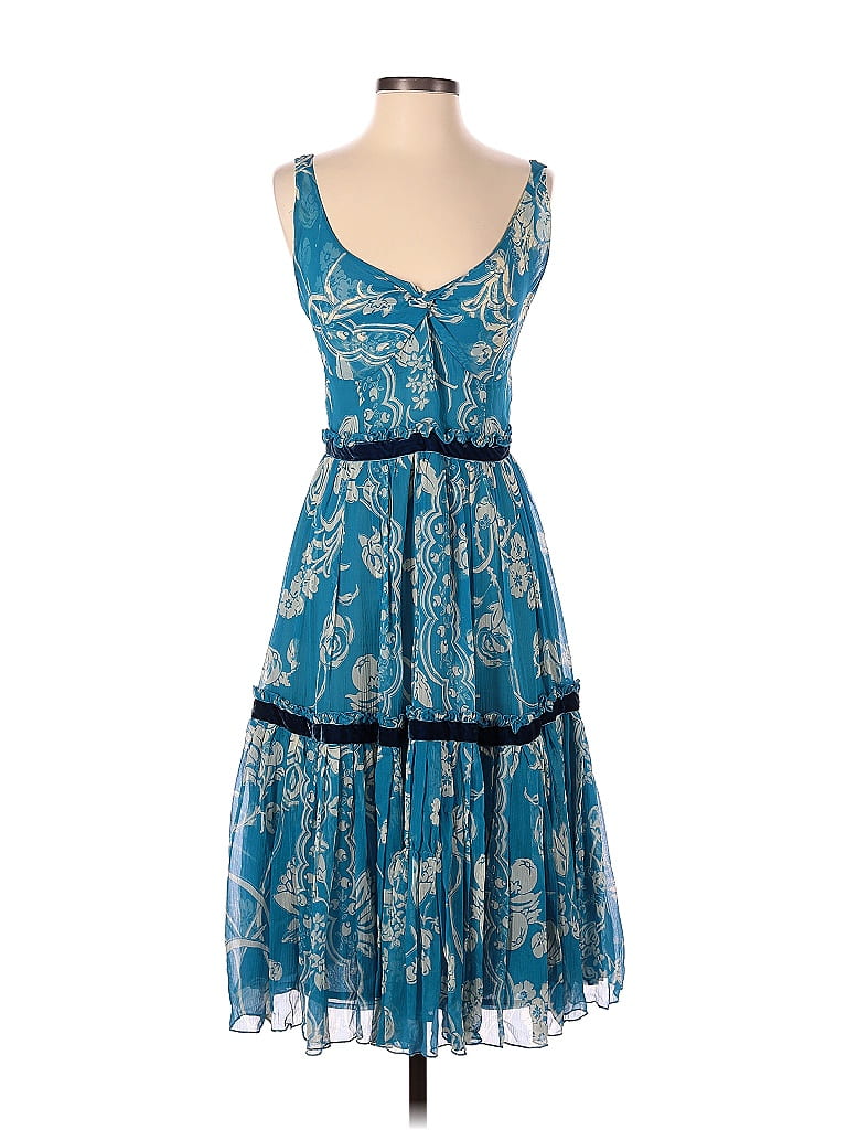 2000s Tracy Reese Silk Floral Print Dress with Slip