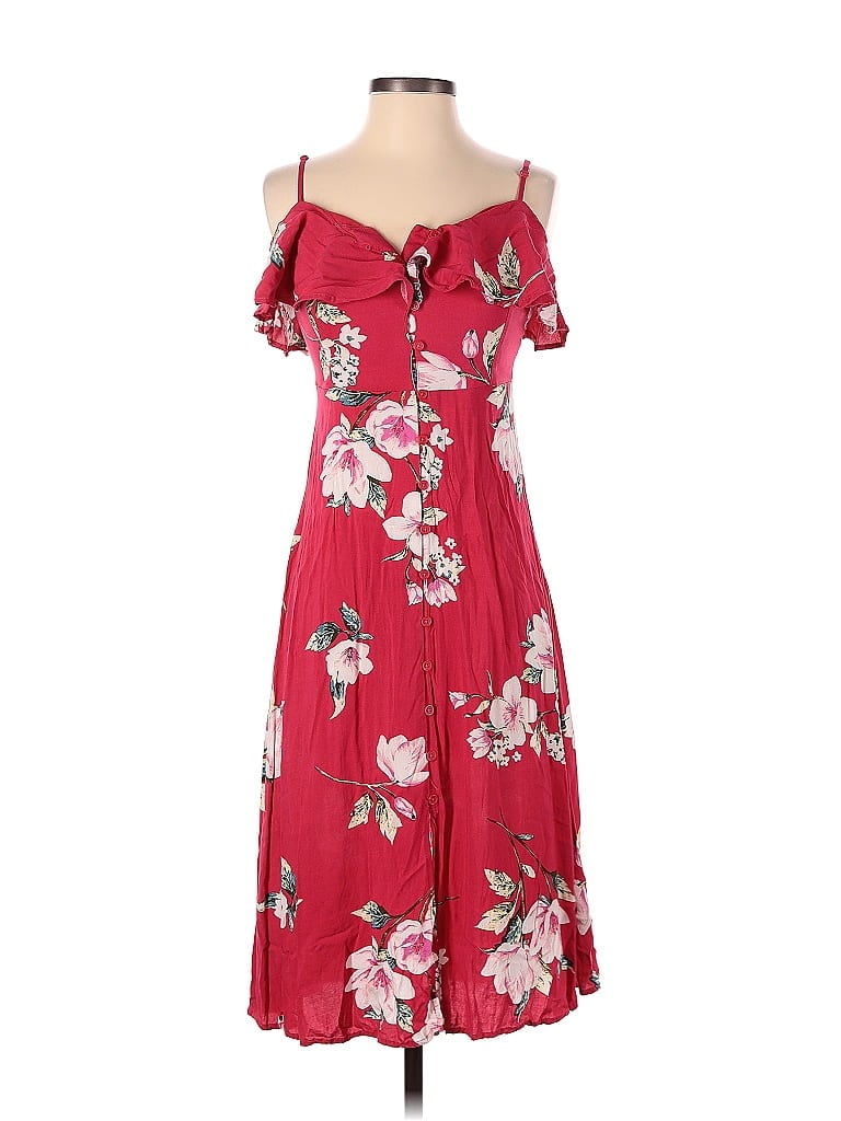 Band of Gypsies 100% Viscose Floral Motif Floral Red Casual Dress Size S - photo 1