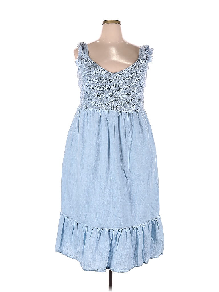 Old Navy 100% Cotton Blue Casual Dress Size 2X (Plus) - photo 1