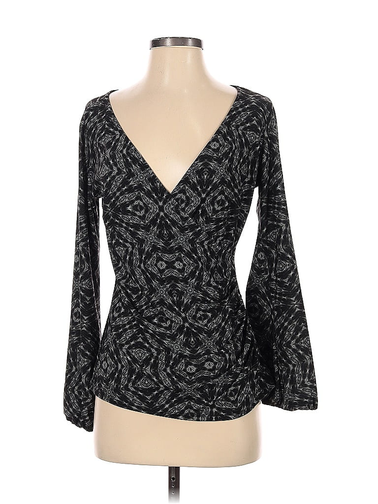 Click to view more detailed imagery on our partner's website Pre-owned Viereck Long Sleeve Top Black Plunge Neckline Tops