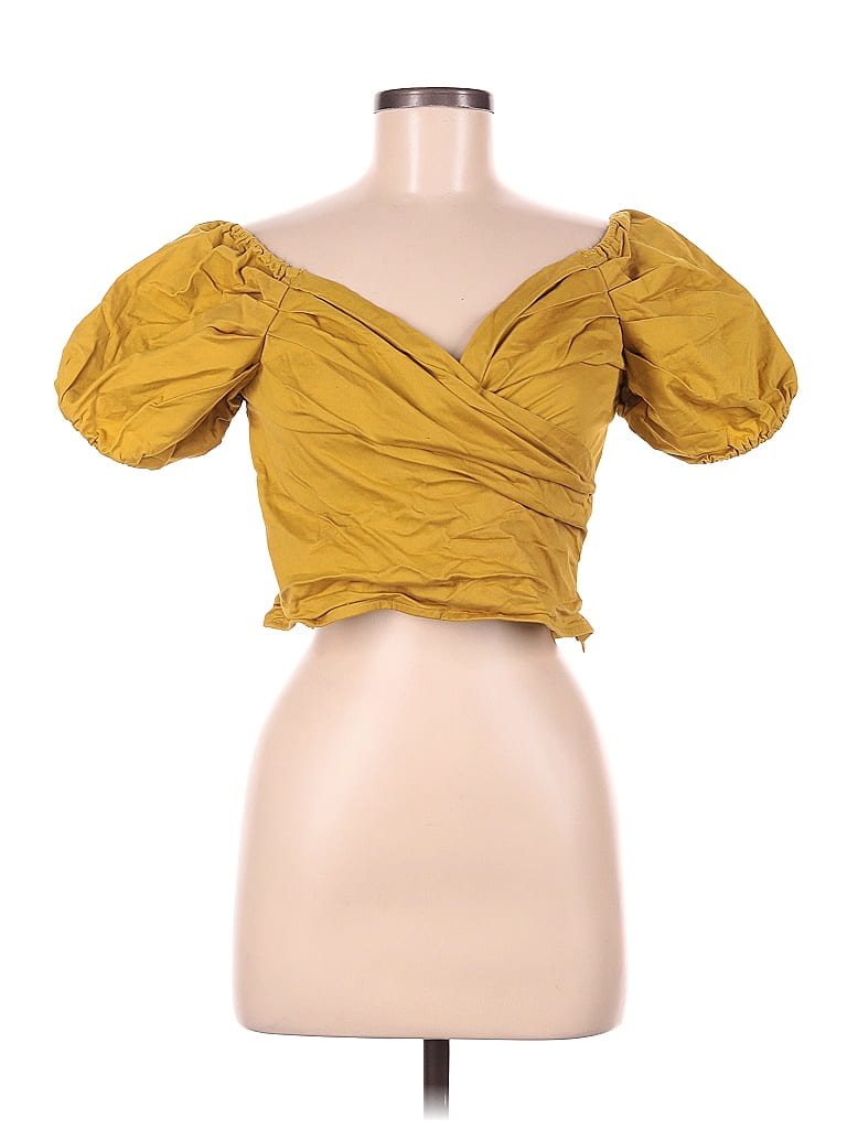 Superdown 100% Polyester Gold Short Sleeve Blouse Size M - photo 1