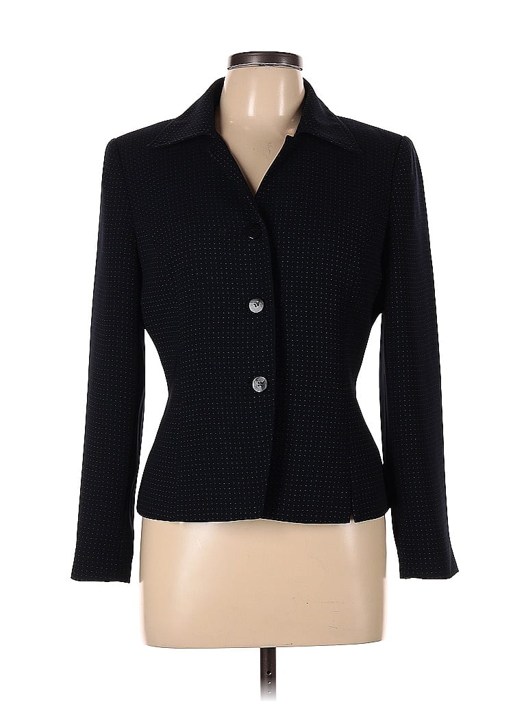 Le Suit 100% Polyester Houndstooth Black Jacket Size 10 (Petite) - photo 1