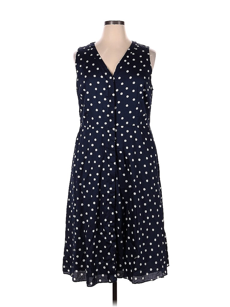 Boden 100% Cotton Hearts Stars Polka Dots Blue Casual Dress Size 16 - photo 1