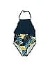 PatPat Tropical Floral Graphic Animal Print Blue One Piece Swimsuit Size 9 - 8 - photo 1