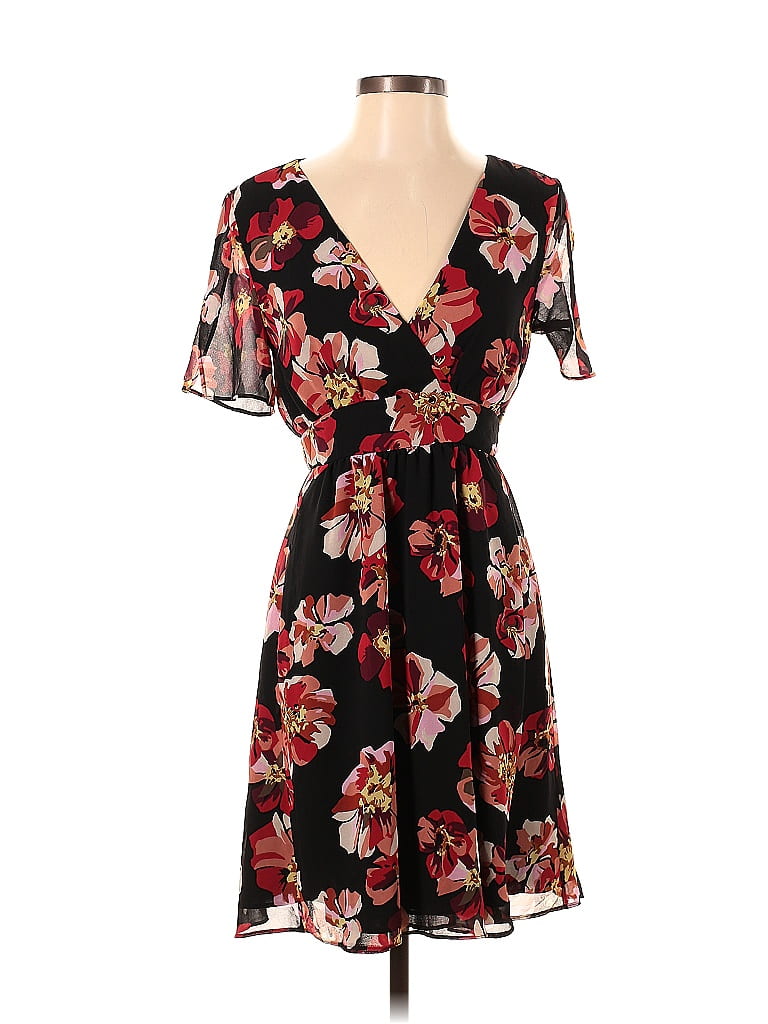 Madewell 100% Polyester Floral Motif Floral Black Casual Dress Size 00 ...