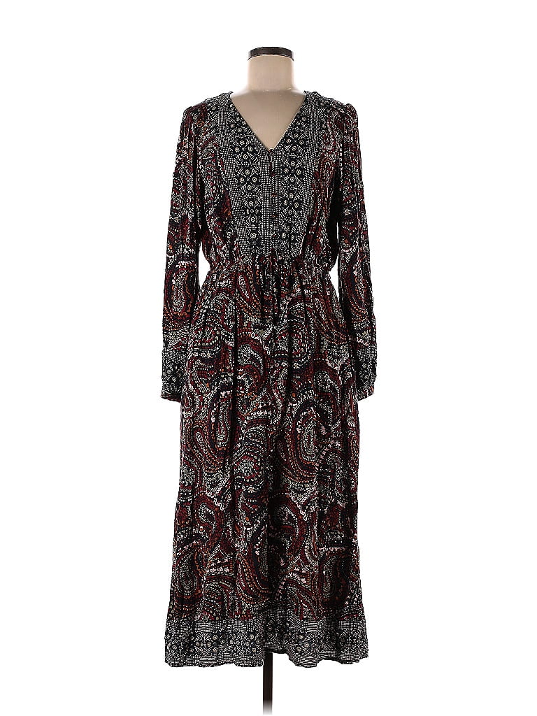 Knox Rose 100% Rayon Paisley Baroque Print Black Casual Dress Size M - photo 1