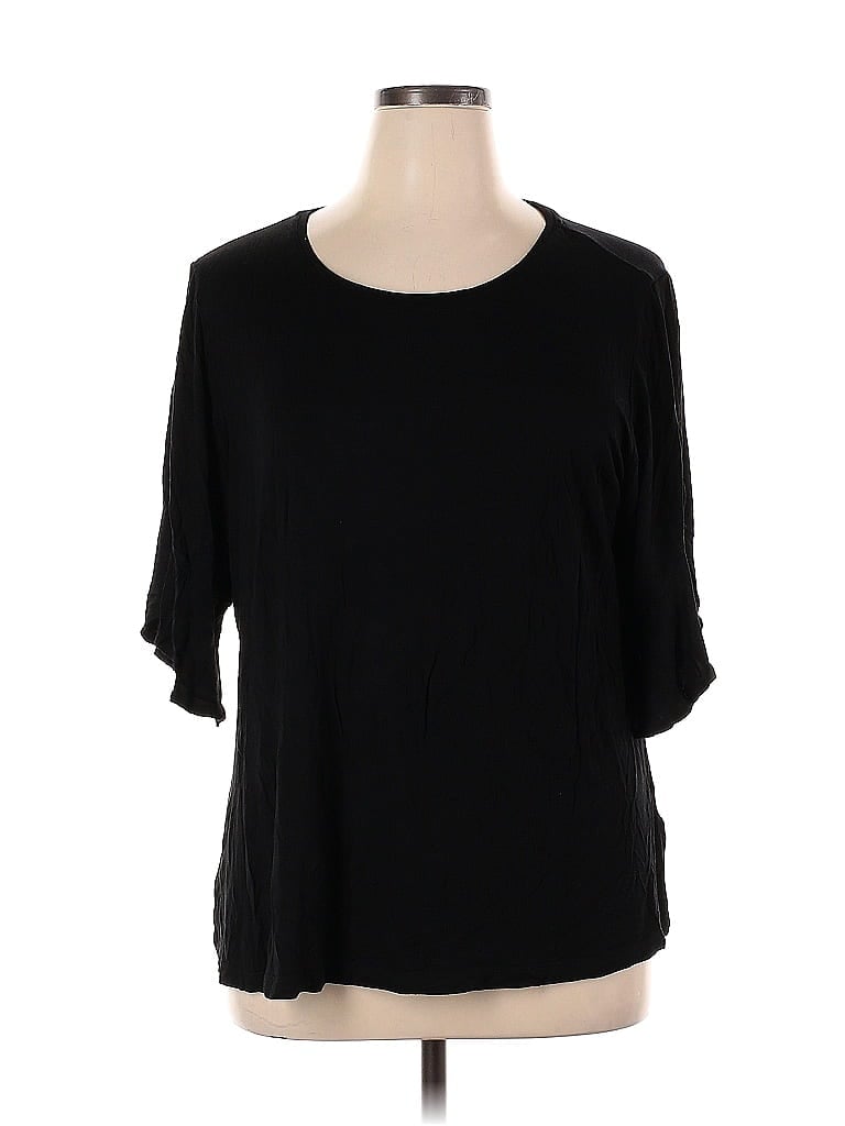 Pre-owned H By Halston 3/4 Sleeve T-shirt In Black