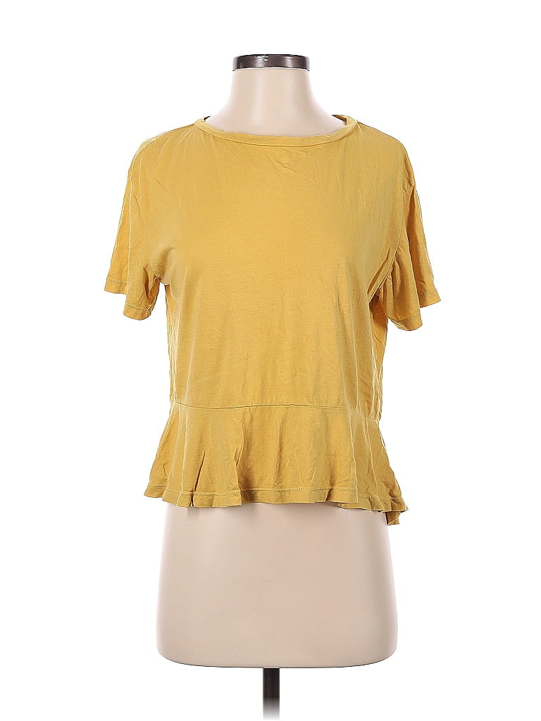 Pre-owned Bp. Short Sleeve Top Yellow Sweetheart Neckline Tops