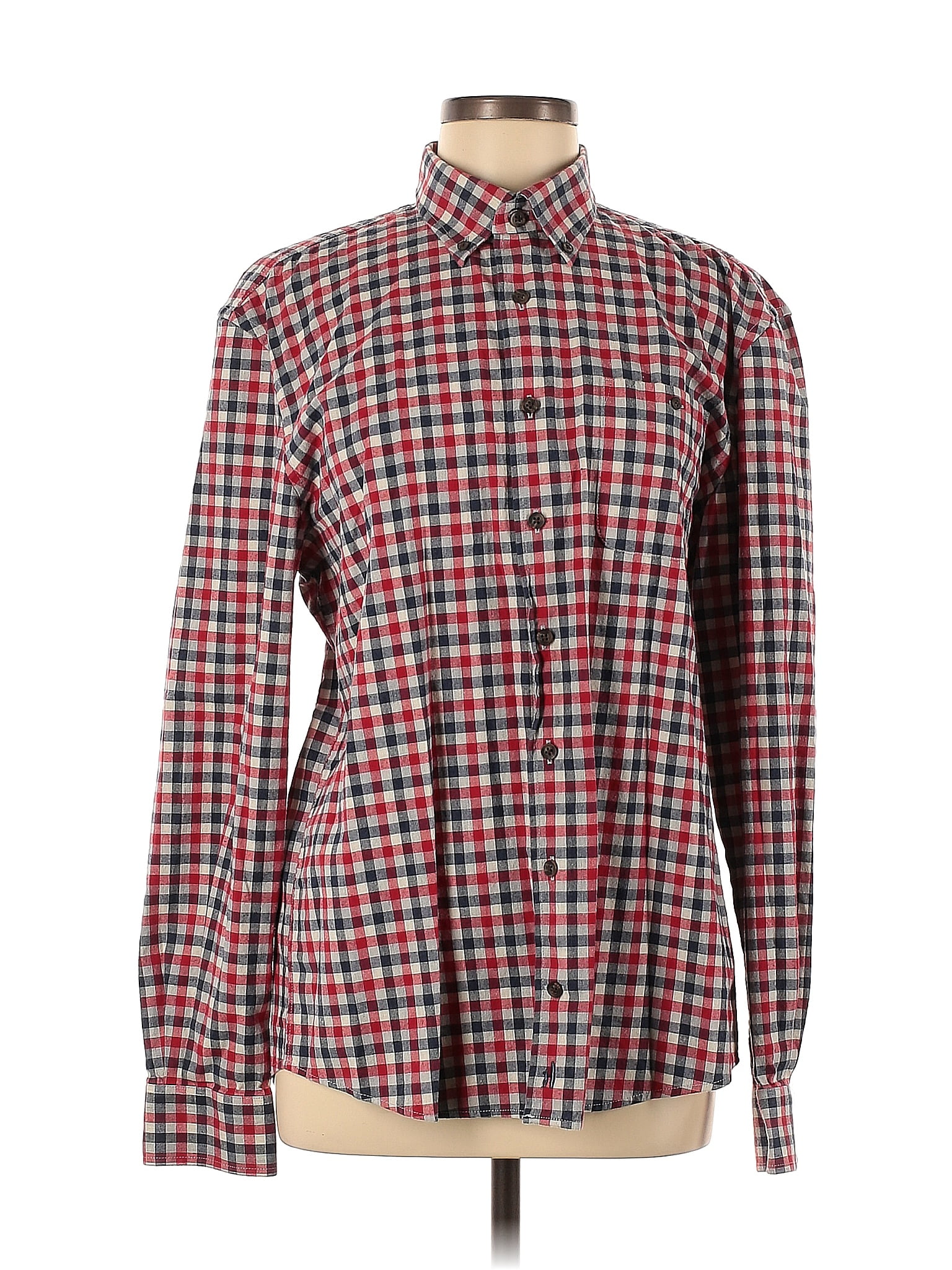 Johnnie-O Houndstooth Argyle Checkered-gingham Plaid Red Long Sleeve ...