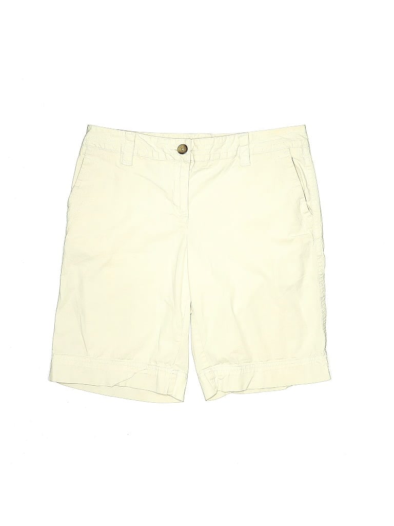 Lands' End 100% Cotton Solid Tortoise Yellow White Khaki Shorts Size 10 - photo 1