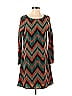 Peach Love Cream California 100% Polyester Argyle Chevron-herringbone Graphic Teal Casual Dress Size S - photo 1