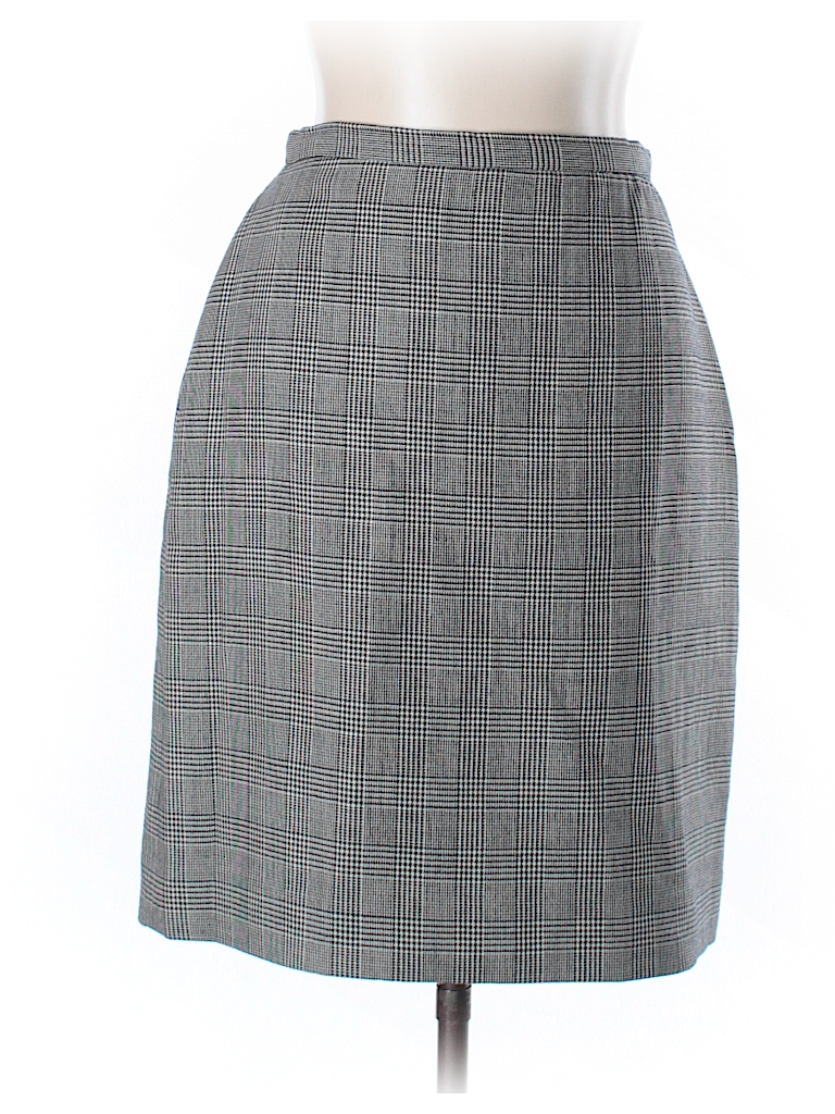 Ralph Lauren Collection 100% Wool Plaid Gray Wool Skirt Size 10 - 97% ...