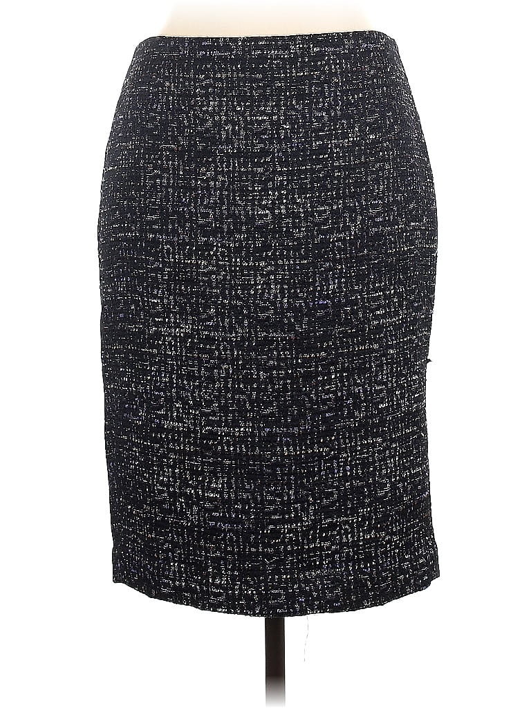Jupe New York And Company Taille 10, Rayée Blanc/gris/métallique, Doublée, été