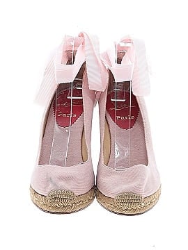 Christian Louboutin Pink Taupe Canvas Formentera Wedges 95mm (view 2)