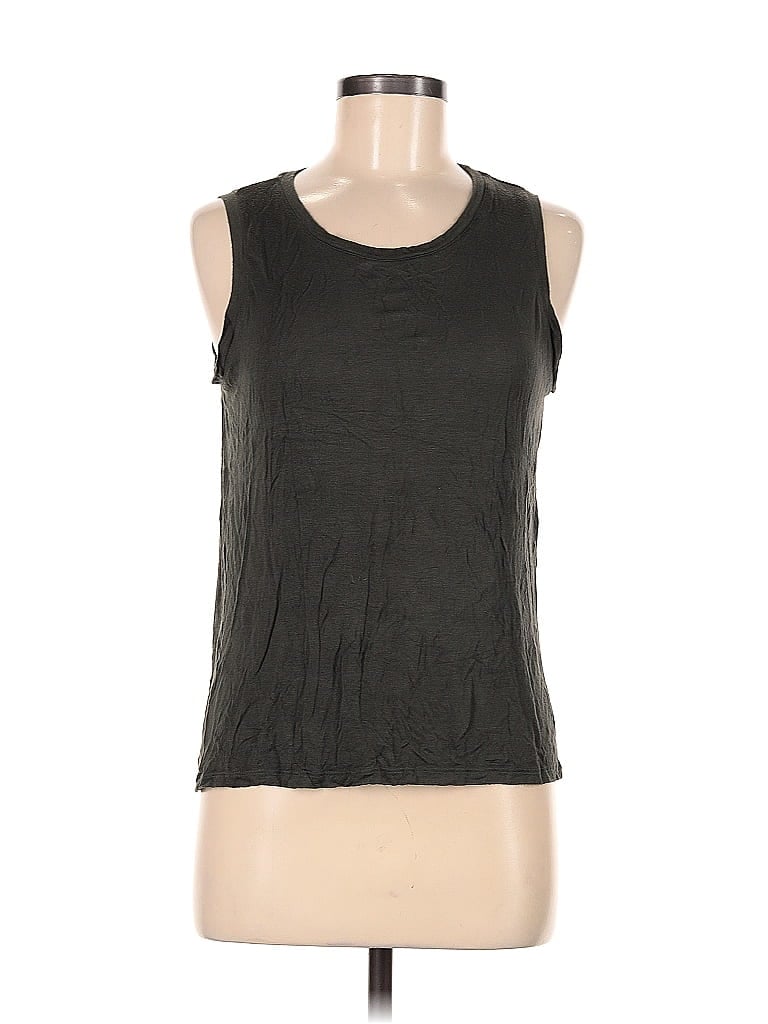 Pre-owned Halogen Tank Top Black Solid Pattern Scoop Neck Tops