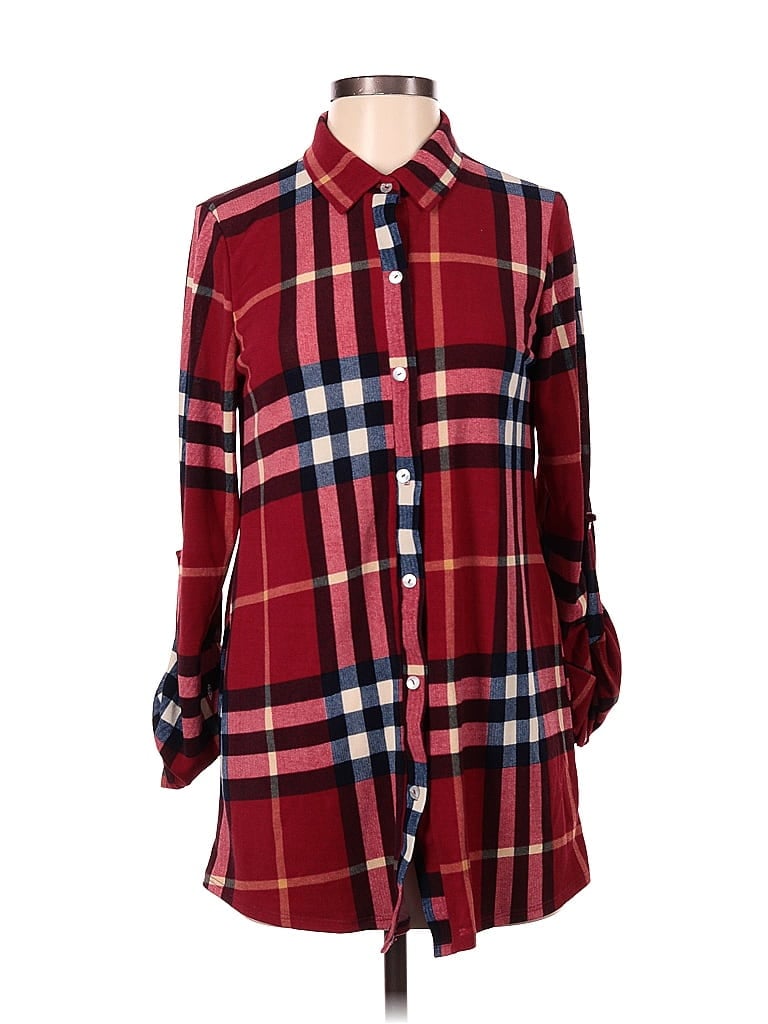 Meritt Plaid Burgundy Long Sleeve Button-Down Shirt Size S - photo 1