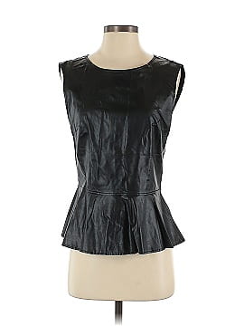 Black Note Faux Leather Top (view 1)