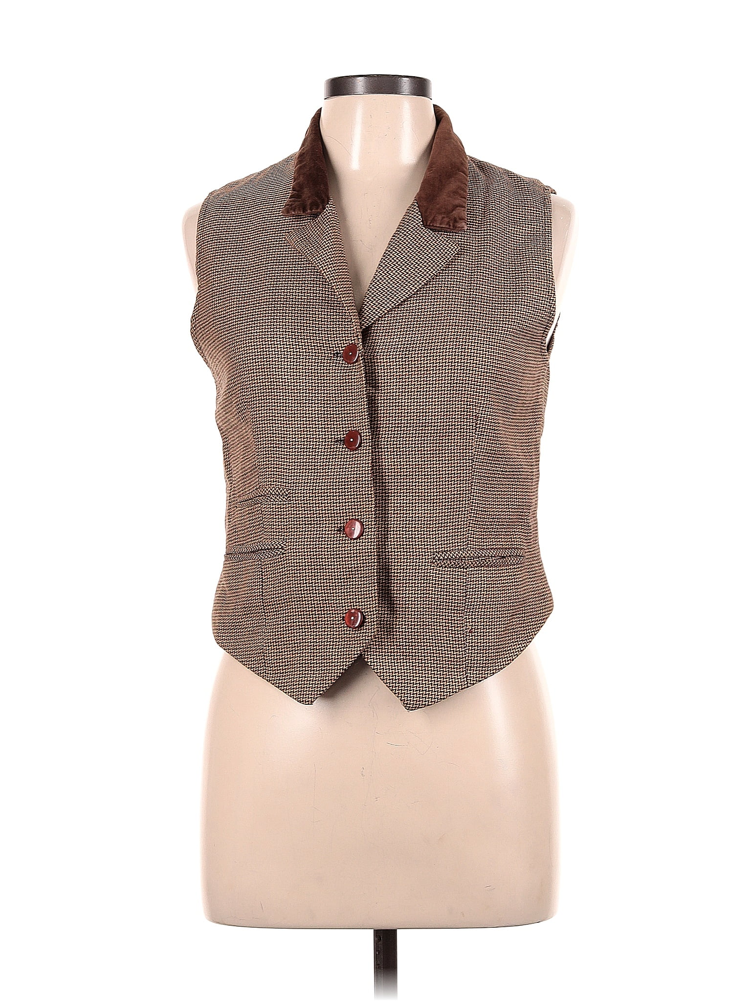 Sake Plaid Brown Tuxedo Vest Size 8 - 47% off | ThredUp