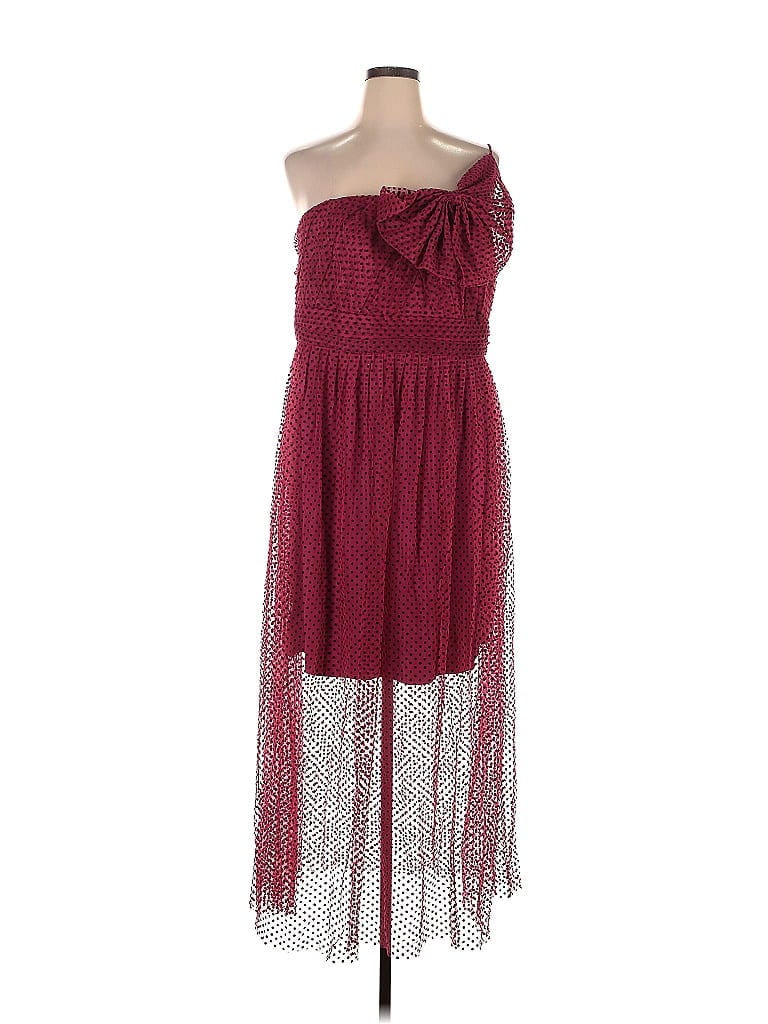 ML Monique Lhuillier Burgundy Cocktail Dress Size 16 - photo 1