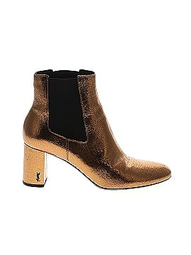 Saint Laurent Metallic Cracked Loulou Pin Ankle Boots (view 1)