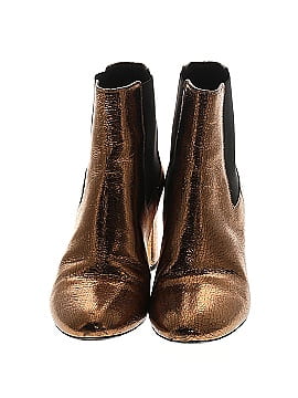 Saint Laurent Metallic Cracked Loulou Pin Ankle Boots (view 2)