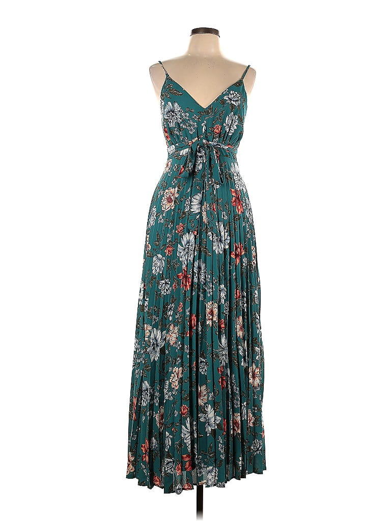 Jessica Simpson 100% Polyester Floral Motif Floral Teal Casual Dress ...