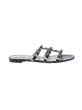 Valentino Leather Rockstud Caged Flat Slide Sandals (view 1)