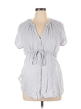Isabel Maternity Short Sleeve Button-Down Shirt (view 1)