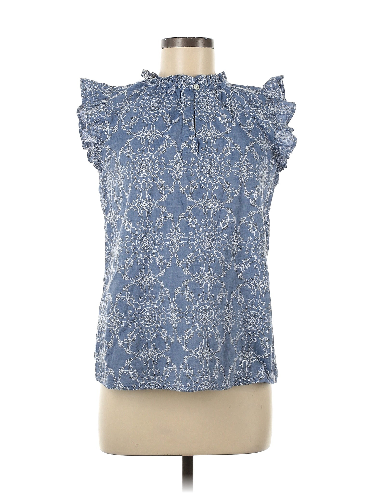 Ann Taylor LOFT 100% Cotton Blue Sleeveless Blouse Size M - 70% off ...