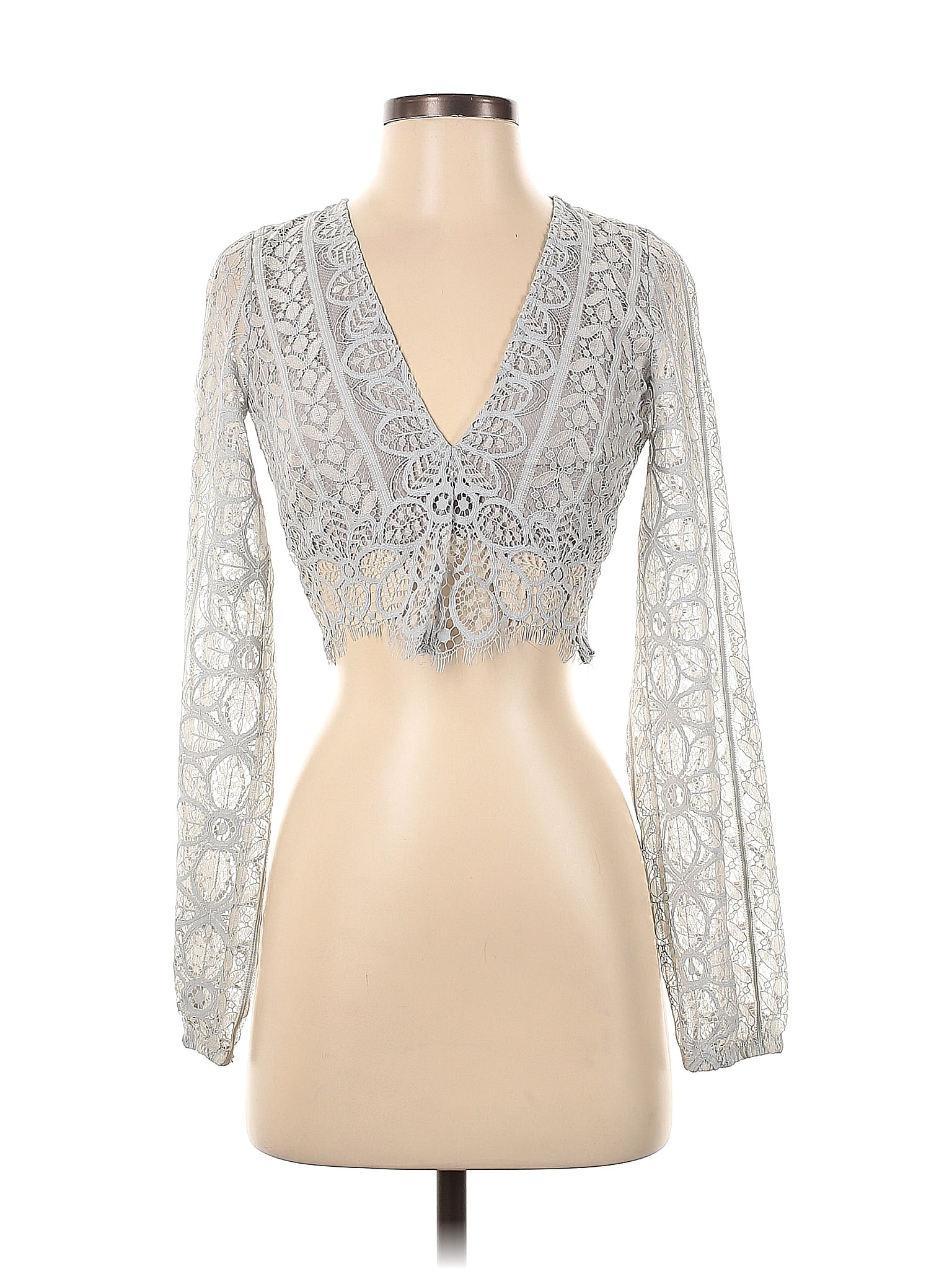 For Love & Lemons Silver Long Sleeve Top Size S - 73% off | ThredUp